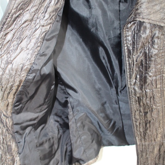 Women's Textured Leather Jacket - Dark Brown - Picture 6 of 10